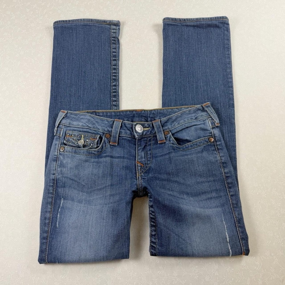 Y2K True Religion Bedazzled Straight Leg Jeans — Size 28"